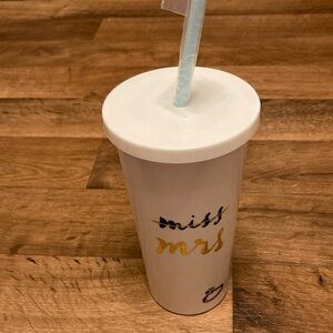 Kate Spade White and Gold Miss Mrs Tumbler